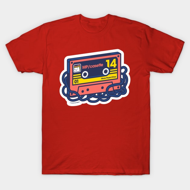 Red and Yellow Mixtape Cat T-Shirt by meowproject